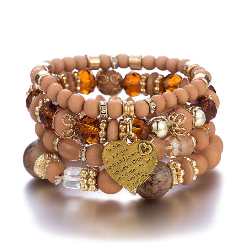 Heart Beaded Bracelet Stack
