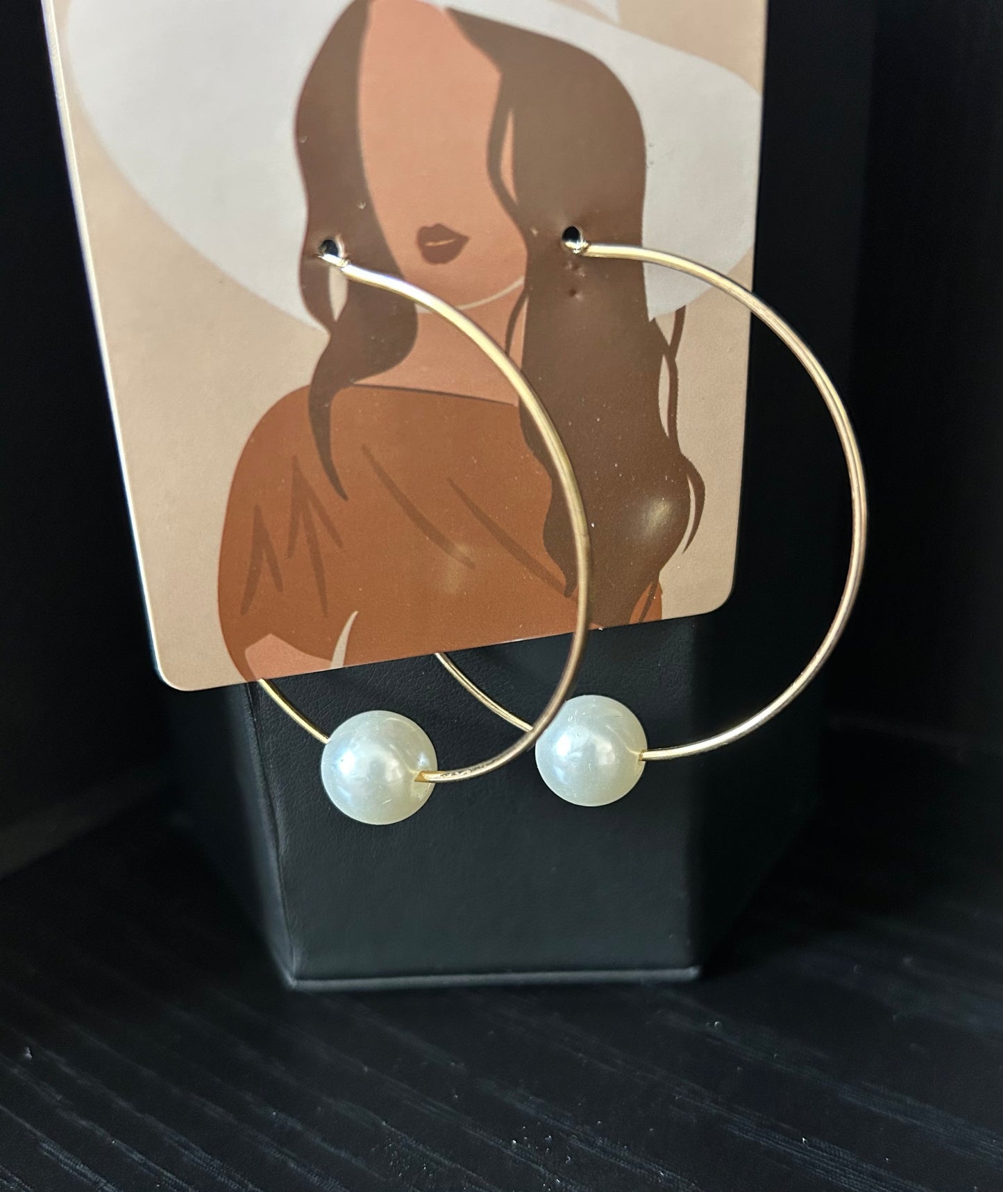 Gold Tone Hoop Pearl Earrings
