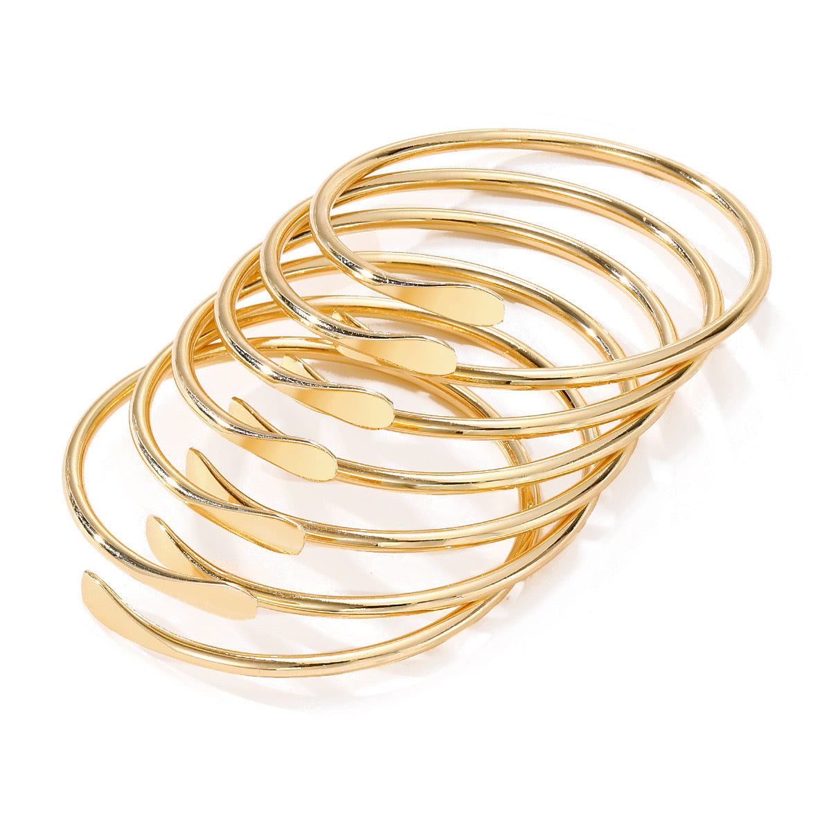 Flattened Open Bangle Bracelets