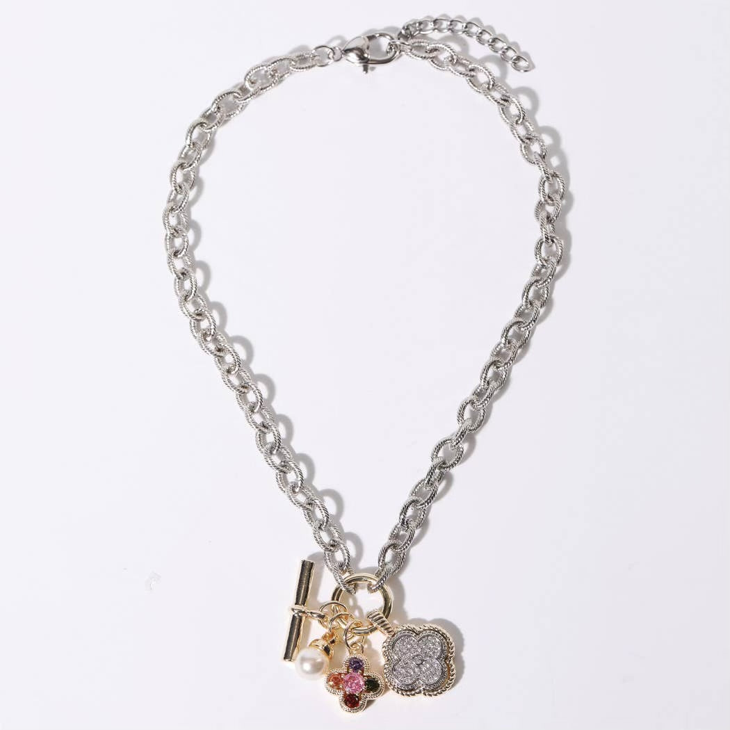Clover & Pearl Charm Necklace