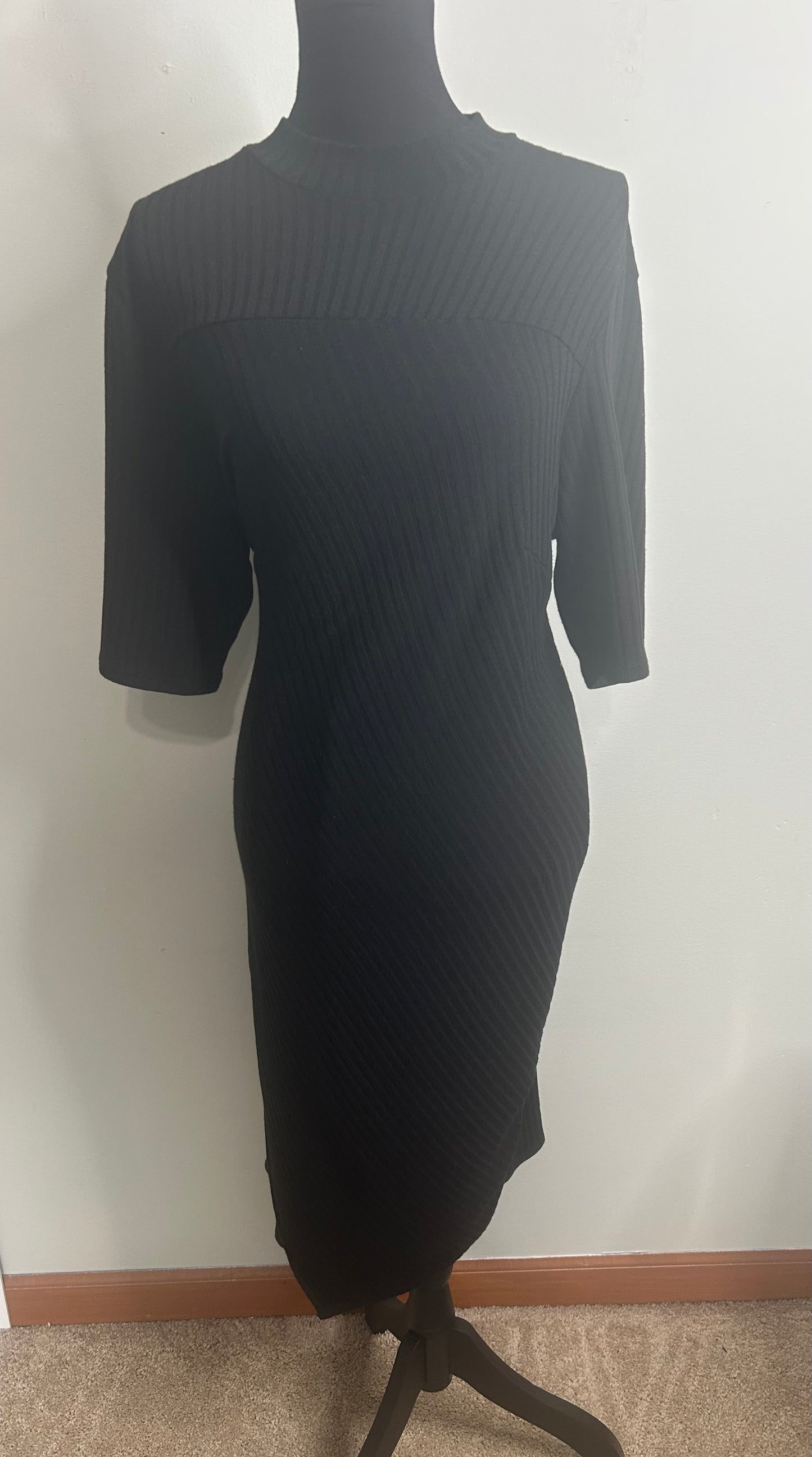 Cato Ribbed Black Dress