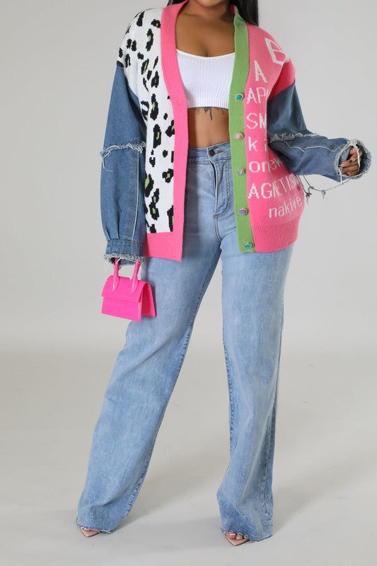 Denim Sleeve Cardigan