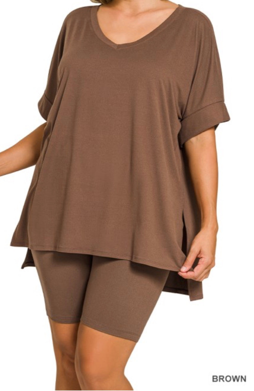 Microfiber Vneck Biker Set ~ Curvy