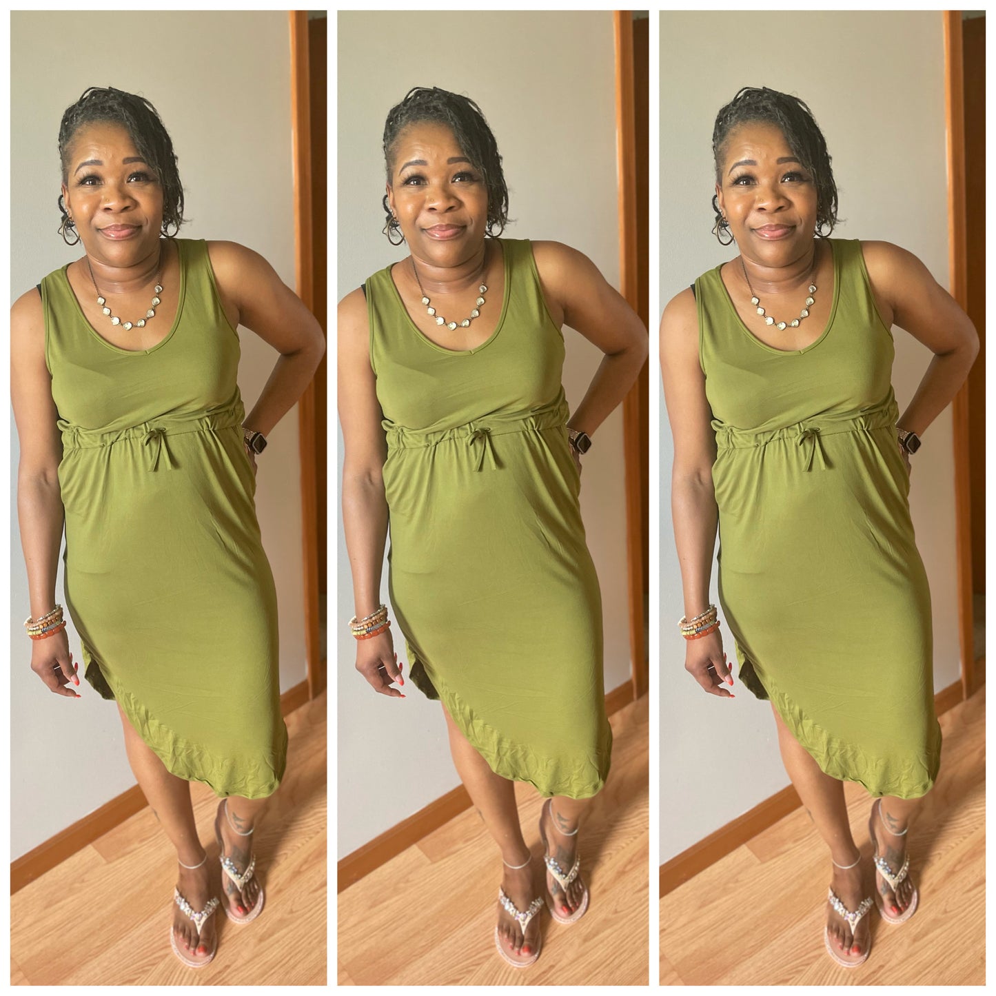 Drawstring Midi Dress
