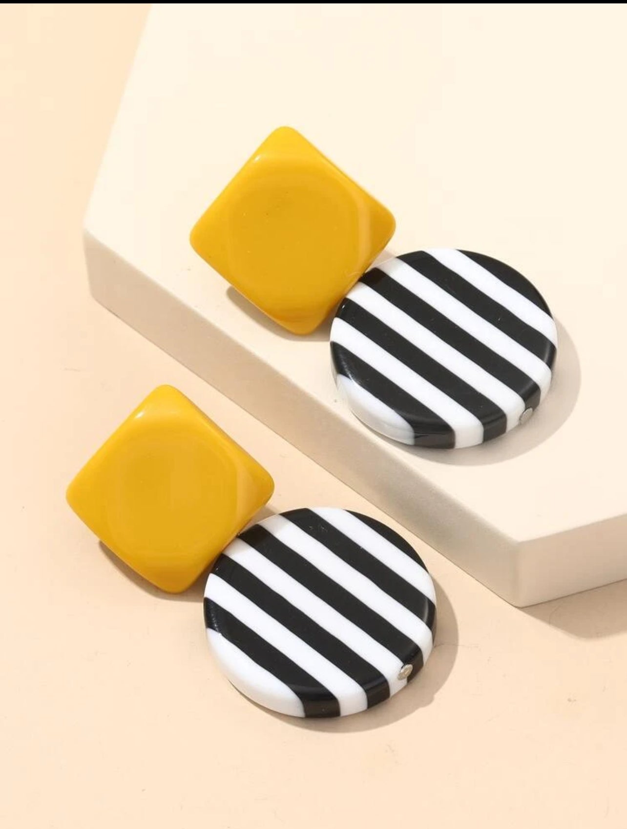 Striped Round Drop Earrings