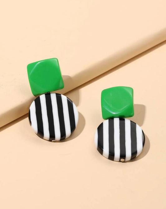 Striped Round Drop Earrings