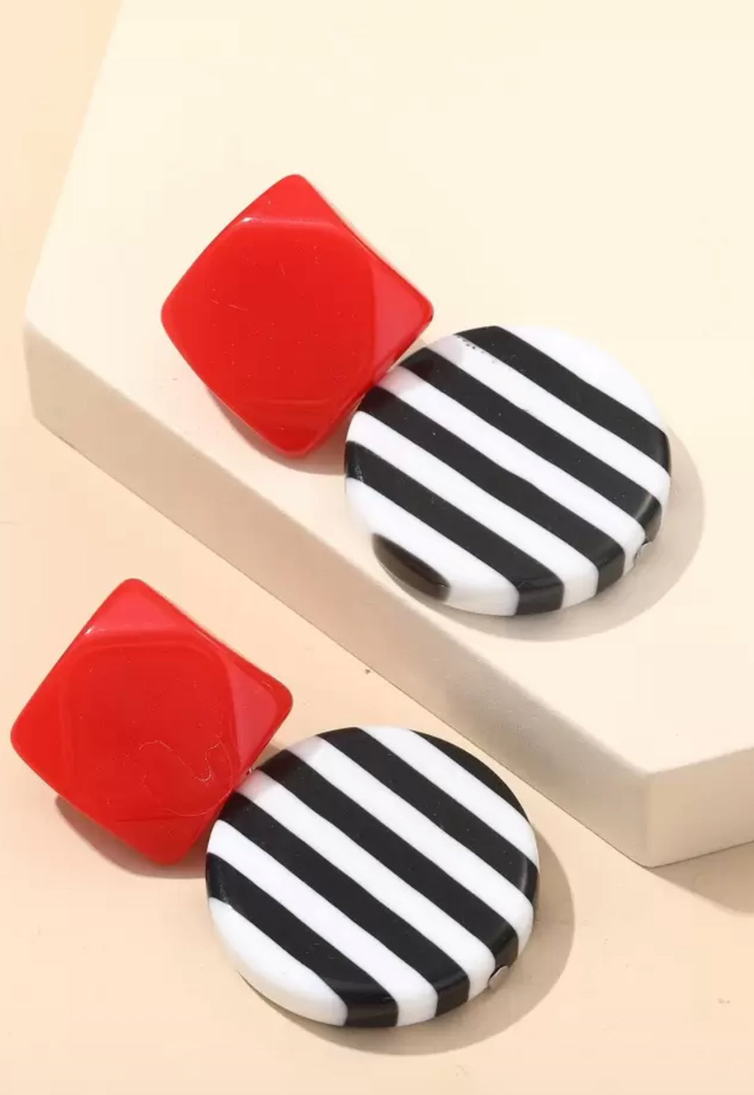 Striped Round Drop Earrings