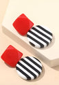 Striped Round Drop Earrings