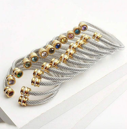 Cable Birthstone Bracelet