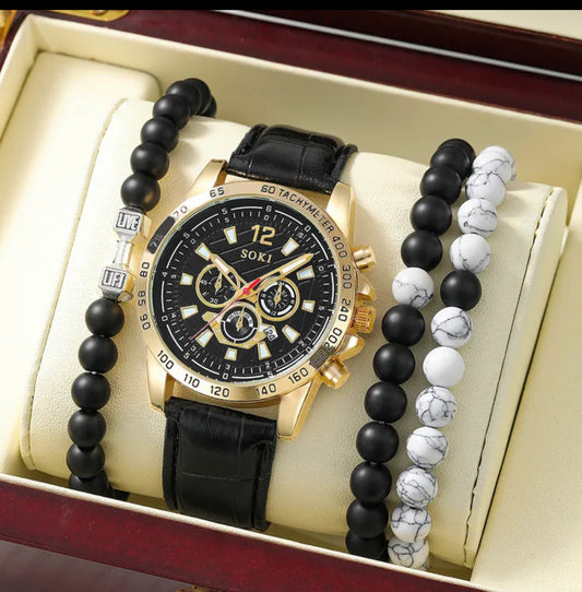 Mens Bracelet and Watch Set