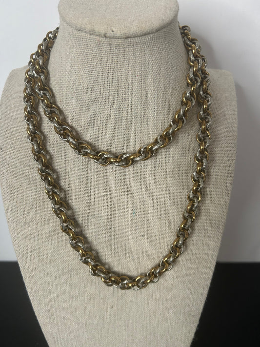 Gold/ Silver Tone Twisted Chain Necklace