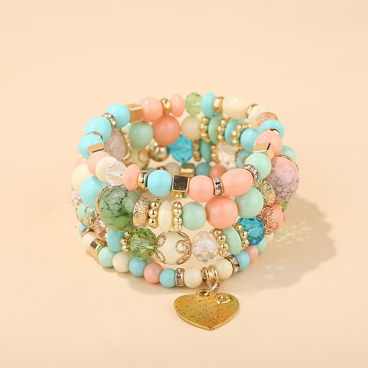 Heart Beaded Bracelet Stack