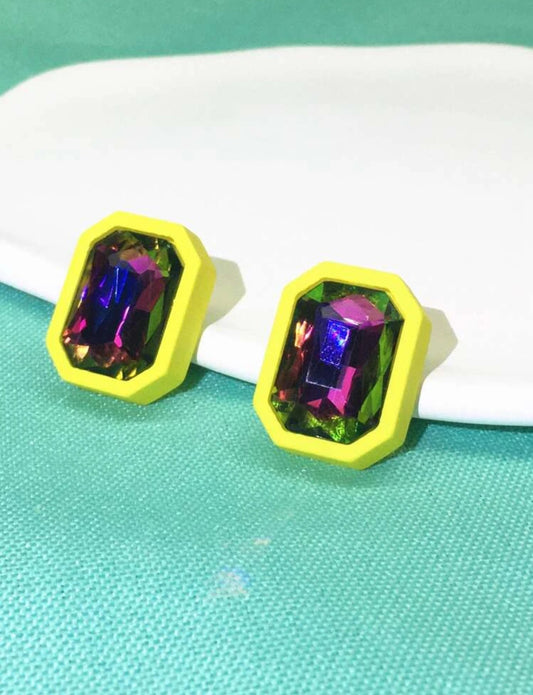 Rhinestone Geometric Stud Earring