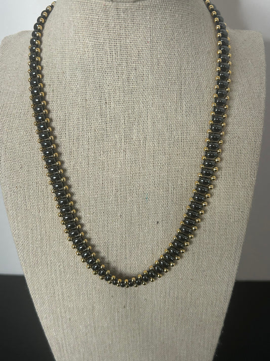 Blue/ Gold Pearled Necklace