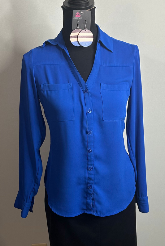 Disc. PL~Sheer Blue Shirt