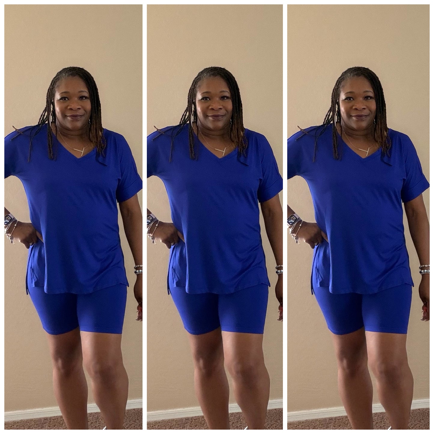 Microfiber Vneck Biker Set