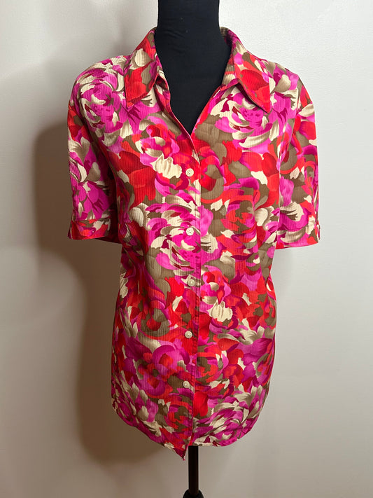 PL~ Ali Davi Red /Pink Button Top