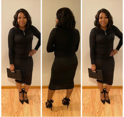 Ruched Long Sleeve Dress