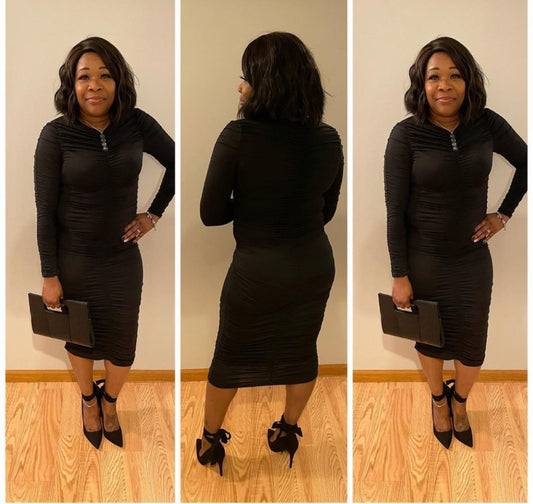 Ruched Long Sleeve Dress