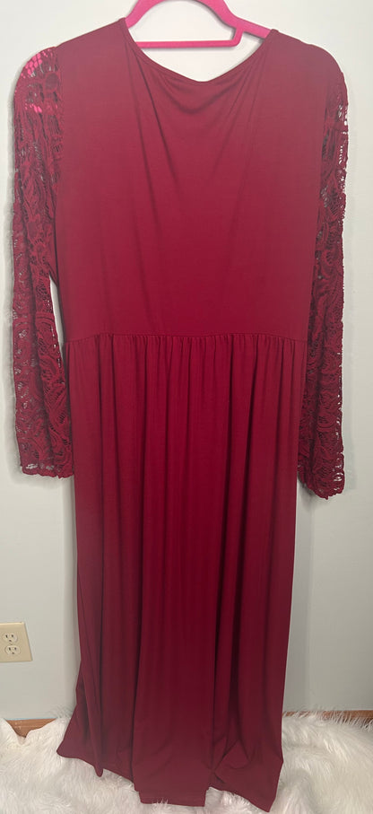 NWT Burgundy Faux Wrap Dress