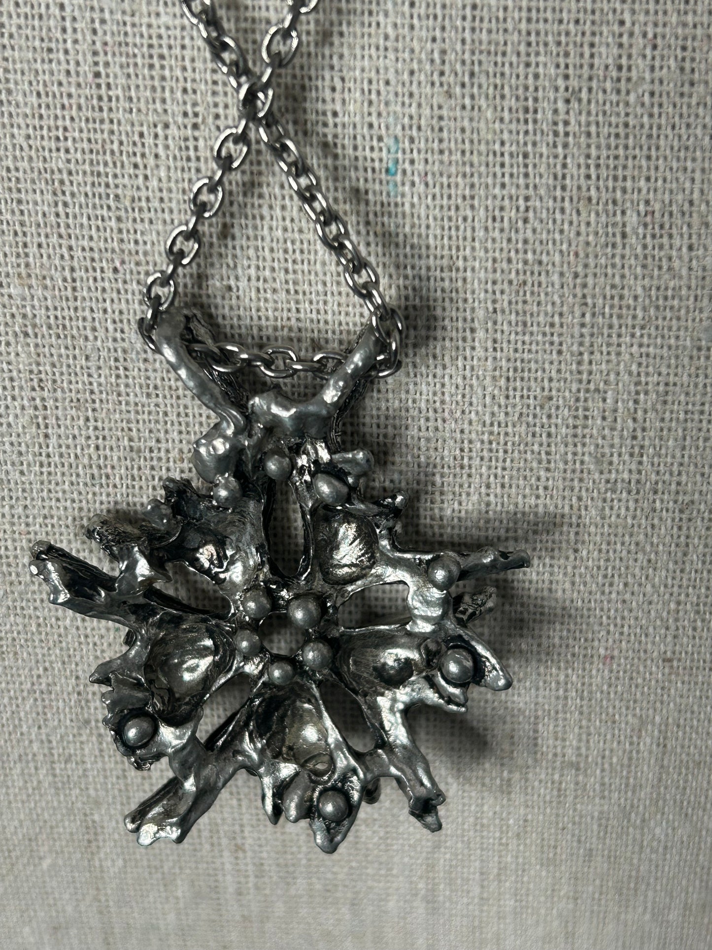 Vintage Brutalist Pewter Necklace