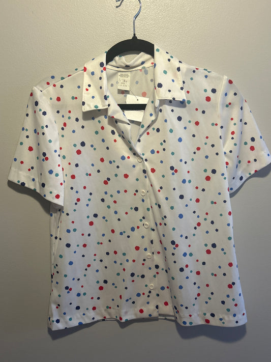 PL~ Polka Dot Button Down Blouse