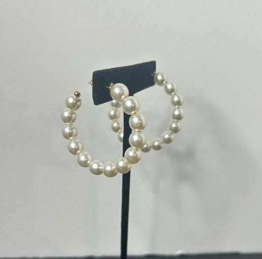 Pearl Hoop Earrings (Medium)