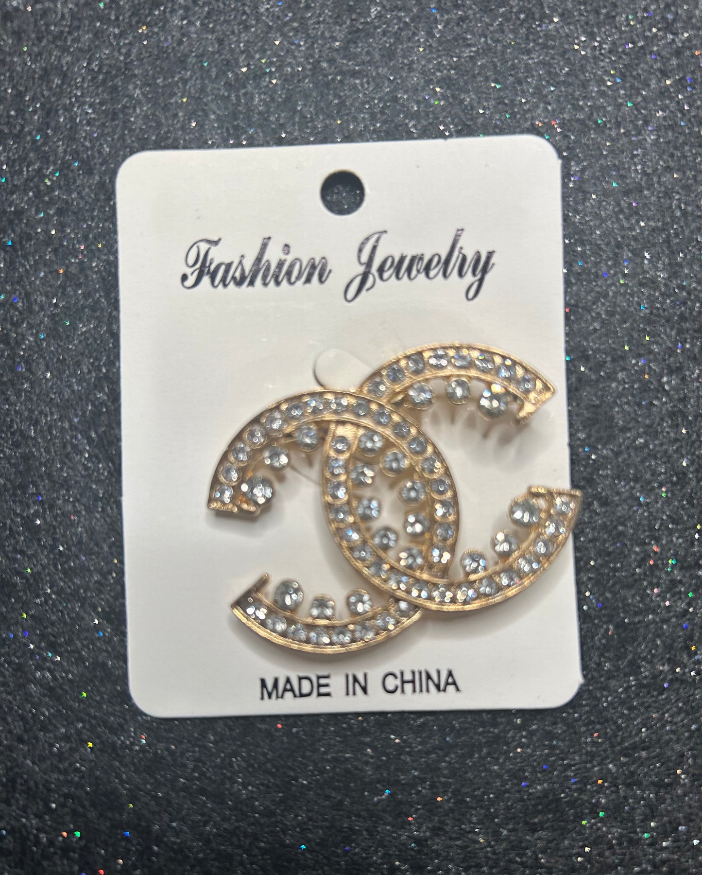 Flat Rhinestone Brooch