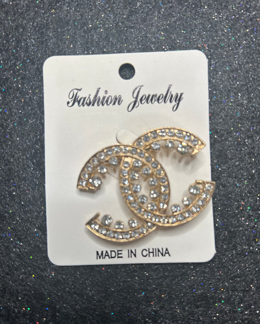 Flat Rhinestone Brooch