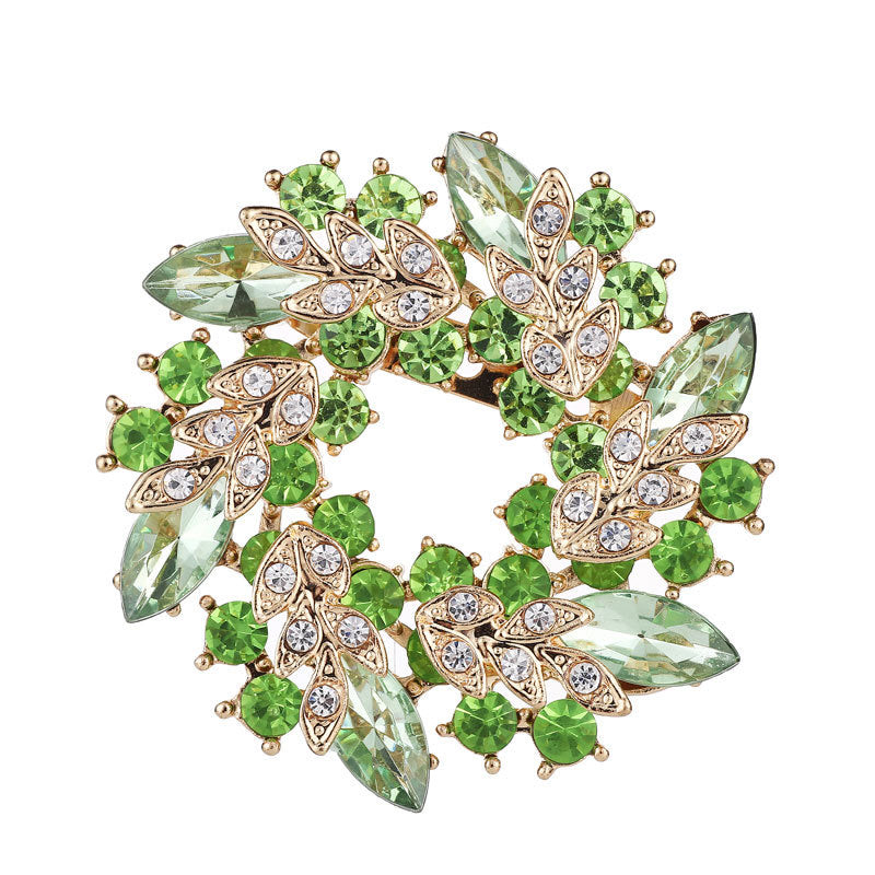 Flowered Rhinestone Brooch