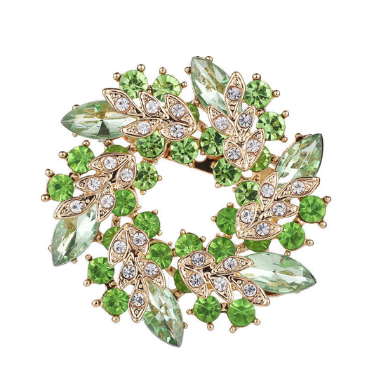 Flowered Rhinestone Brooch