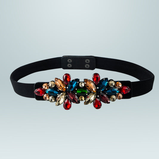 Retro Elastic Gemstone Belt