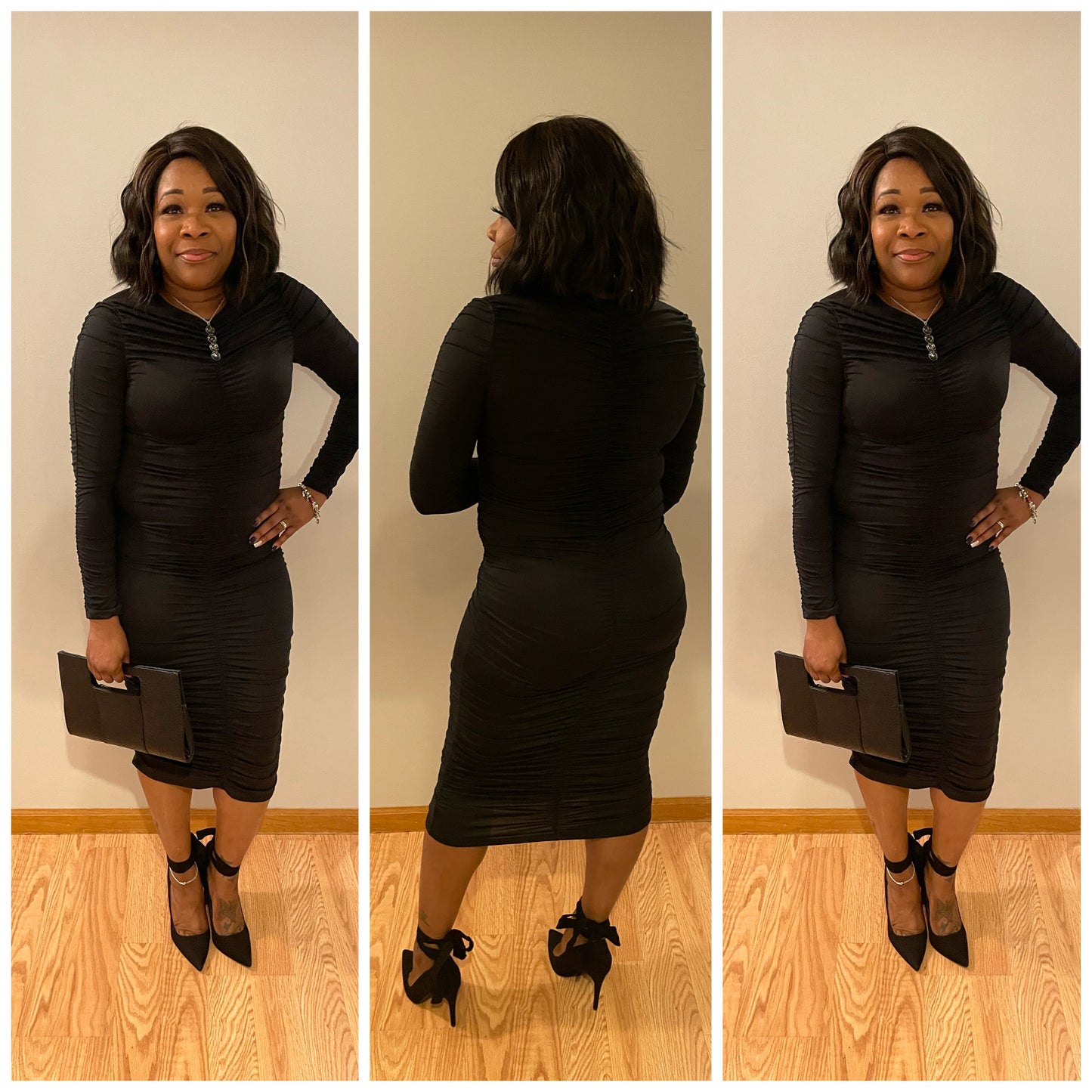 Ruched Long Sleeve Dress