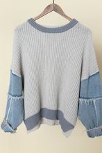 Load image into Gallery viewer, Denim Sleeve Sweater
