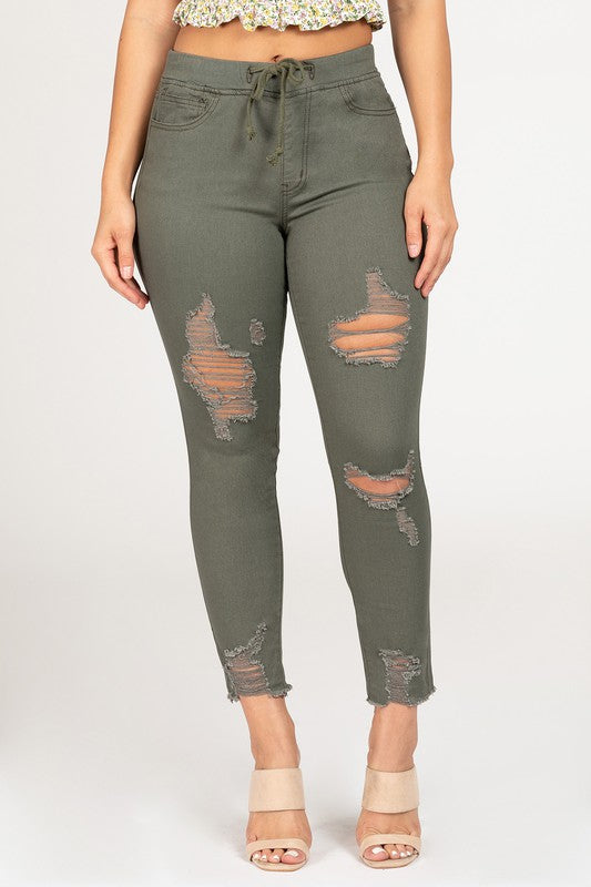 High Rise Distressed Jogger