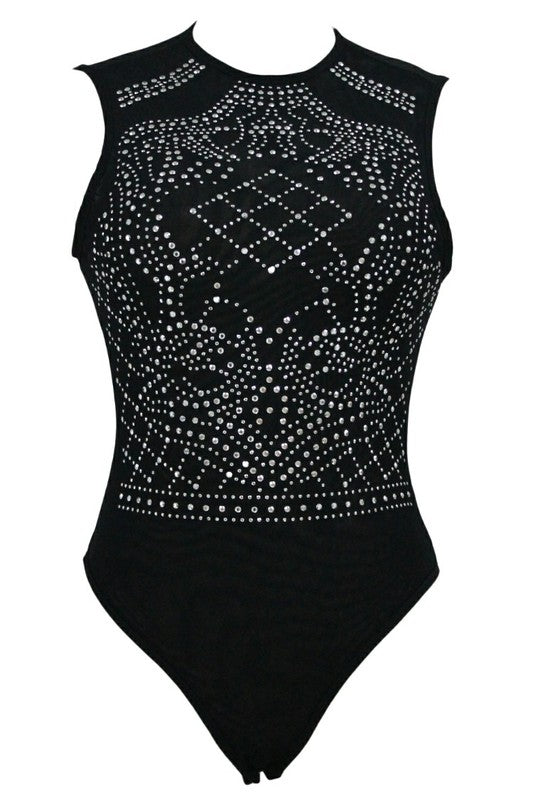 Rhinestone Mesh Bodysuit